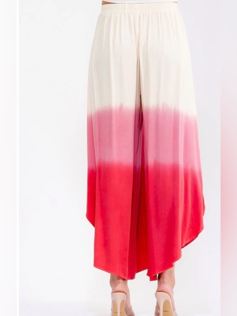 0224.  Boho Ombre Pink Wide Leg Palazzo Pants - Picture 4 of 4